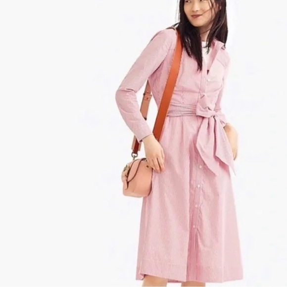 J. Crew Preppy Summer Red and White Striped Women’s Shirtdress, Size 4 - Picture 1 of 16